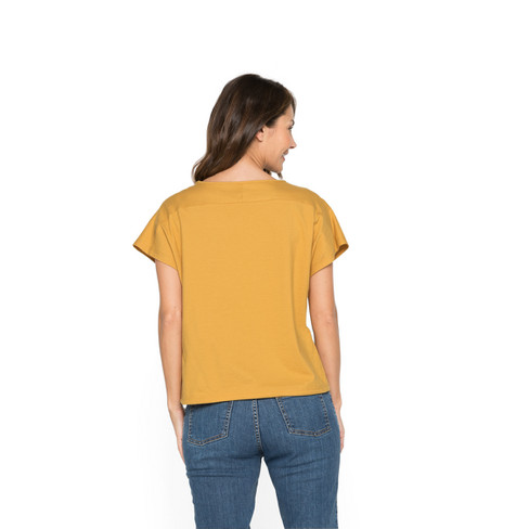 Shirt met trekkoord van bio-katoen, geel
