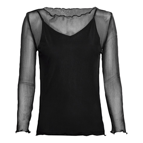 Image of Transparante shirt van bio-zijde, zwart Maat: 34