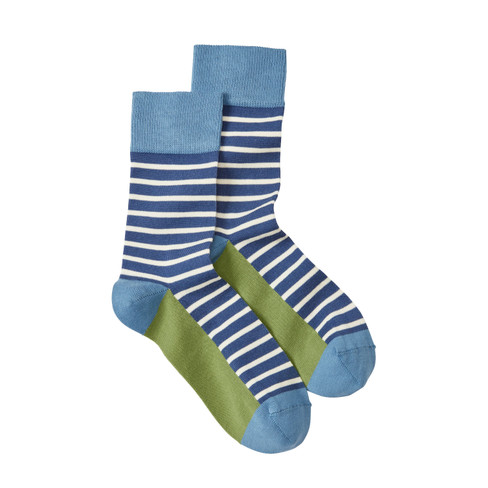 Gestreepte sokken van bio-katoen, blauw-groen