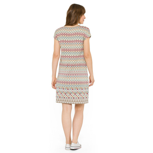 Jacquardgebreide jurk van zuiver bio-katoen, kleurrijk-motief