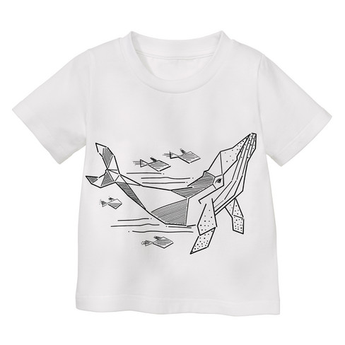 T-shirt om in te kleuren van bio-katoen met elastaan, walvis