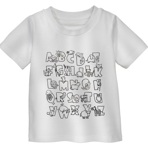 T-shirt om in te kleuren van bio-katoen met elastaan, alfabet