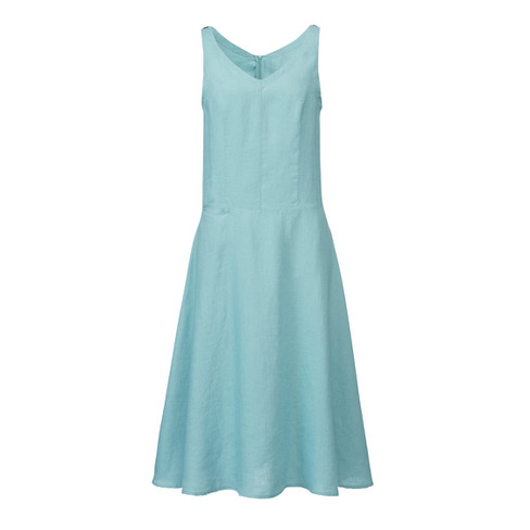 Image of Linnen jurk, waterblauw Maat: 40