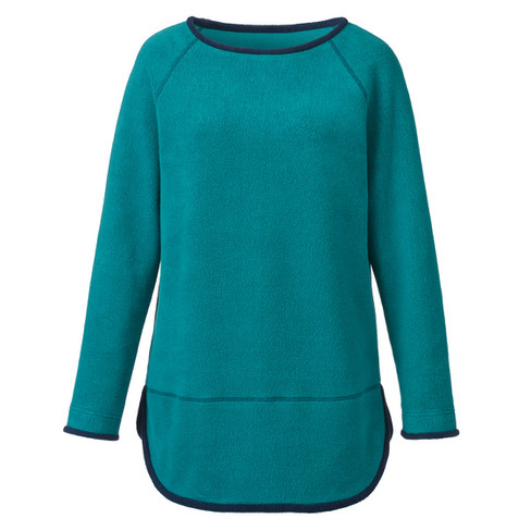 Image of Fleece pullover met contrasterende randen van bio-katoen, petrol/nachtblauw Maat: 36/38