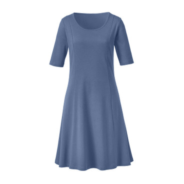 Jersey jurk met 1/2 mouwen van bio-katoen, duifblauw
