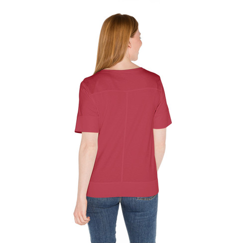T-shirt met siernaden van bio-katoen, aardbei