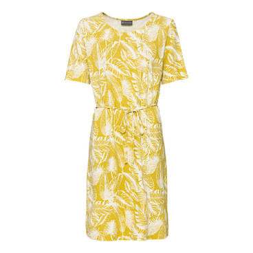 Jersey jurk met korte mouw van hennep/bio-katoen, saffraan