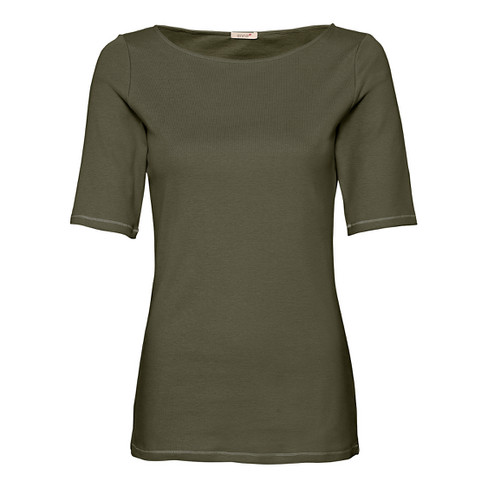 Image of T-Shirt met ronde hals van bio-katoen, olijfgroen Maat: 44