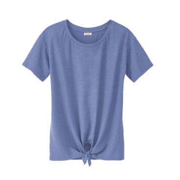 Shirt met bindstrik van hennep en bio-katoen, duifblauw