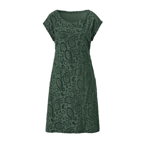 Image of Intarsia jurk van bio-katoen, zeegras Maat: 42