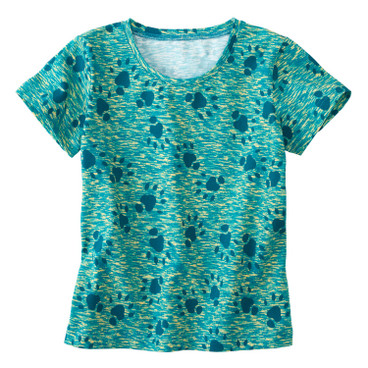 T-shirt met dierenprint van bio-katoen, pauwblauw-motief