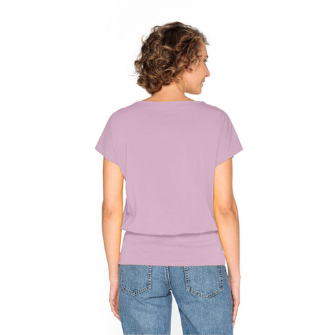 T-shirt met brede zoom van bio-katoen, hortensia