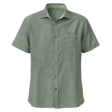 Overhemd met korte mouwen van hennep en bio-katoen, groen motief
