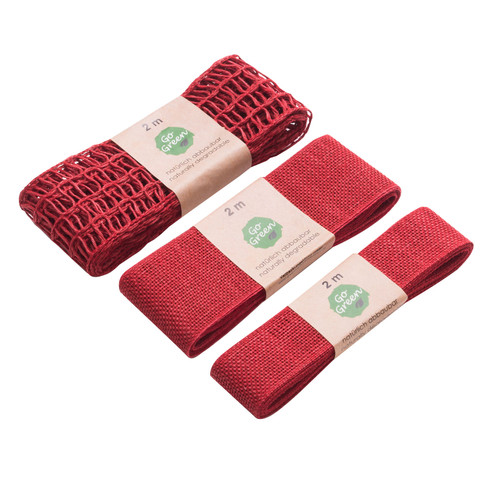 Image of Set cadeaulinten van linnen, rood, set van 3 Maat: