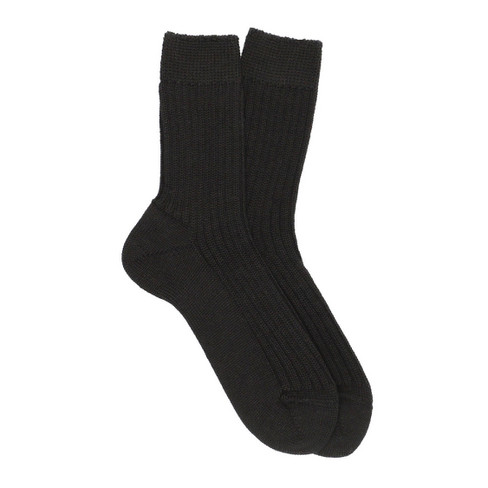 Ribgebreide wollen sokken van zuivere bio-merinowol, zwart